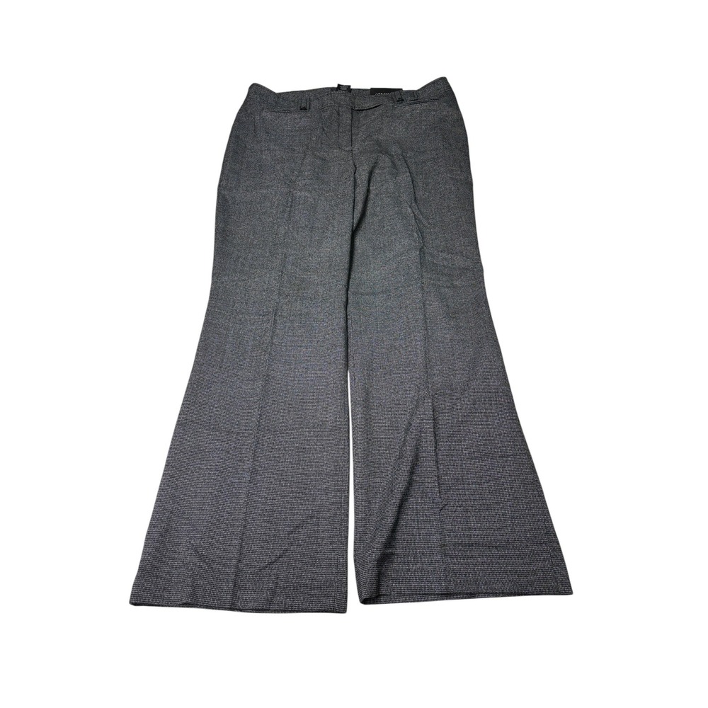 NWT Ann Taylor Curvy Fit Wide Leg Dress Pants Grey Houndstooth Womens 16 38X32